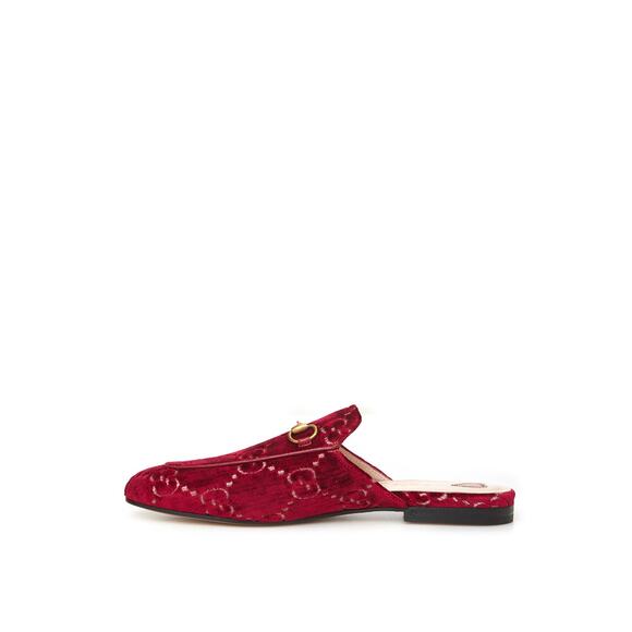 Gucci Red Velvet Princetown Slipper with Logo Allover/EU37/US6.5/Red NWT - Picture 5 of 6